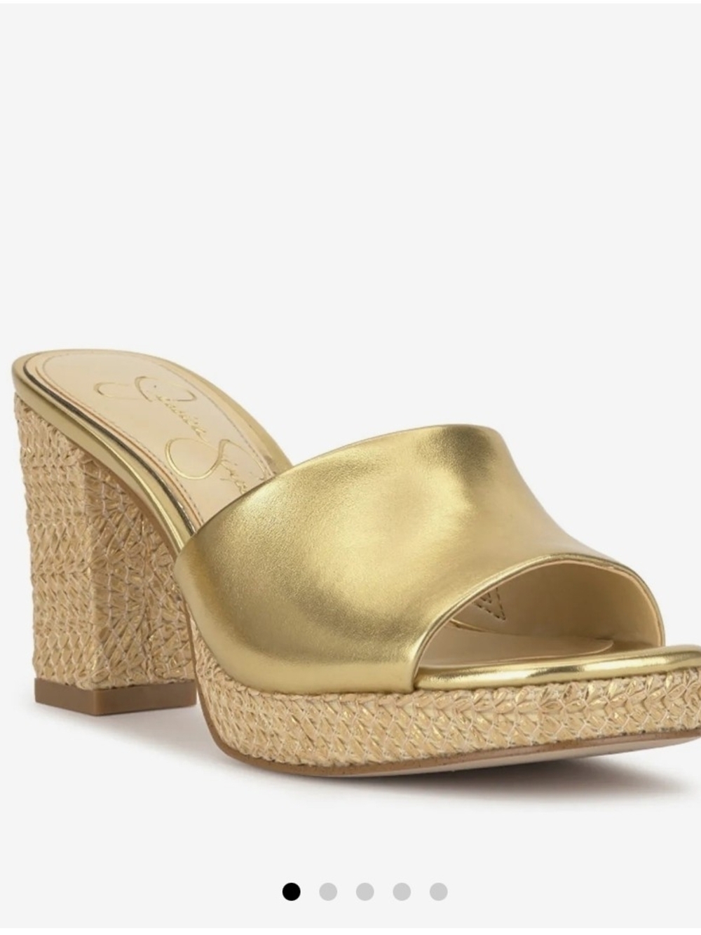 Jessica Simpson Elyzza Gold Woven-Platform Slide Mules